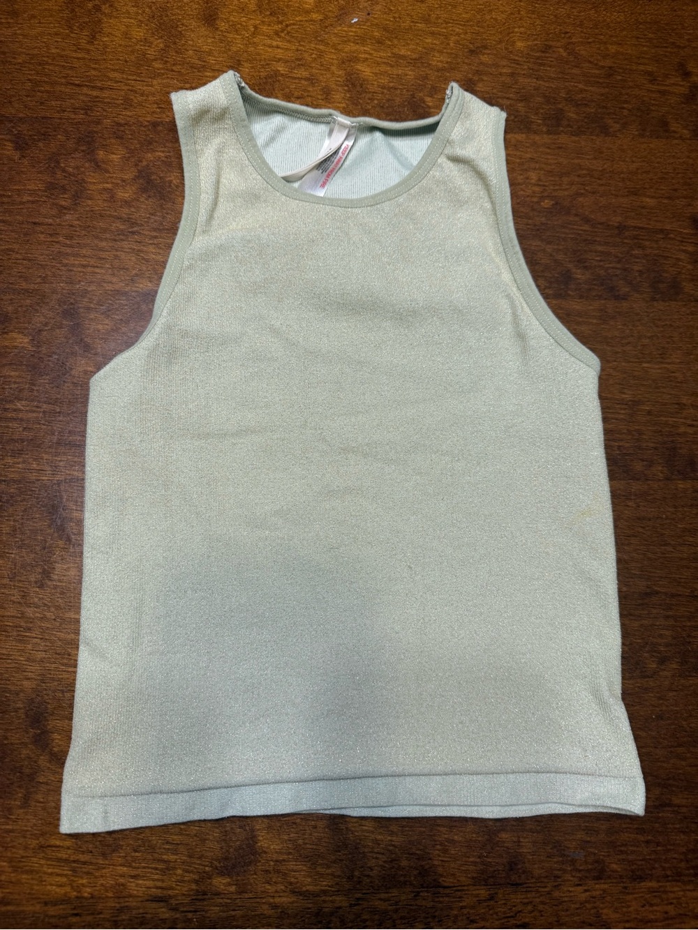 Anthropologie The Reegan Seamless Lurex Ribbed Crop Tank Green Gold Sparkle XS